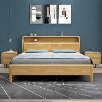 Nordic solid wood bed 1 8 meters simple modern double 1 5m high Box Storage Master Bedroom 1 2 1 35 meters single bed