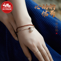 Phoenix Nirvana Red Rope Bracelet Womens Year Double Hand Woven Rope Simple Lucky Bell Ethnic Jewelry