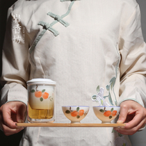 Iwakiangfang Hand-painted persimmon ceramic black tea bubble Heat-resistant glass tea maker Liner Filter Teapot Tea maker