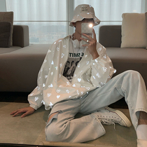 Hualun summer sunscreen thin shirt couple thin cardigan jacket reflective long sleeve shirt male loose couple street