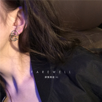 Port wind design sense→cold wind sense earrings face sterling silver stud earrings 2021 new fashion earrings female temperament