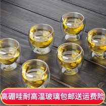  Kung Fu tea set Teacup Herbal tea transparent high temperature glass water cup Creative cup Tea cup Vacuum double-layer cup