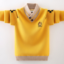 Boy sweater jacket head autumn and winter style Korean version Childrens needlework cardiovert thicken CUHK Childrens clothing foreign air pure cotton linen clothes