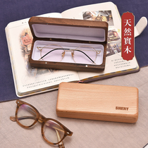 Natural solid wood glasses case Advanced sensins female portable pressure-resistant anti-pressure Japanese style male Chinese wind eyes containing box