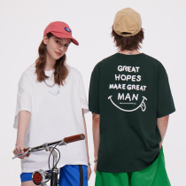 KU - HOUSE New Cotton Short - sleeved T - shirt Men and Women with Role Semi - sleeved Leisure Round Couple Clothing