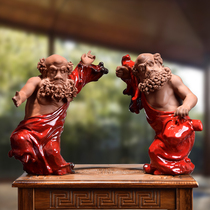 Zeng Guoqing Purple sand Dharma ornaments Handmade household Dharma ancestral home living room decoration Chinese handicraft ornaments