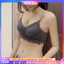 CBW thickened and beautiful back underwear womens small breasts gathered without empty cups without steel ring adjustment bra set 6c