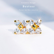 Blue Bestser (Xingxuan)18k gold diamond earrings earrings girlfriends couple wedding real diamond Valentines Day