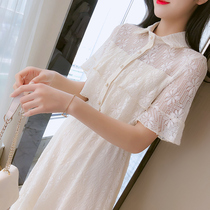 Summer dress new French thin waist temperament lace dress design sense niche goddess fan polo fairy dress