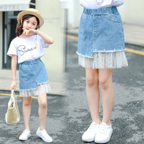 Girls summer pants skirt 2020 new childrens clothing Princess foreign style childrens denim skirt pants