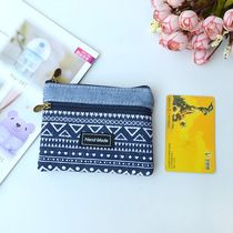 Mini small wallet Short piece of cloth art card bag 2021 new hand grab bag Han version thin canvas zero wallet female style brief