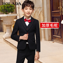  bolada childrens suit suit thickened woolen big boy boys and childrens dress suit flower girl catwalk performance suit winter