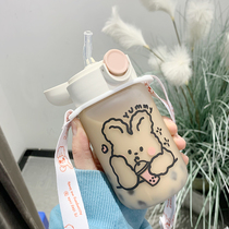 Summer cup female cute student Summer girl water cup straw girl ins Super cute creative Korean version of the new