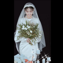 (Nail Pearl Series) Han Style Pearl Wedding head yarn New retro bridal Baotou Yarn Brigade Clawed Wedding Photo REAL YARN