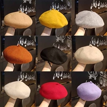 Autumn and winter ins Girls beret girl Wool Painter hat Childrens retro wild bud hat Parent-child adjustable
