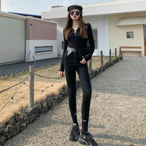Design sense high waist jeans women spring and autumn 2021 New slim slim autumn winter black tight small foot pants