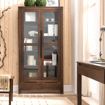 Uwood furniture pure solid wood bookcase 1 meter bookshelf 0 85 meters oak bookcase solid wood Nordic simple log furniture