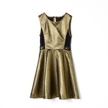Clearance purchase#9 charm high-end 0A0054 glossy glossy sleeveless high-waisted dress female spring