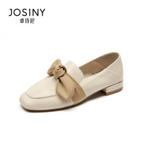 Zhuoshini 2020 spring new casual wild neutral deep mouth thick heel bow square head two wear loafers women