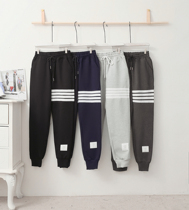 Summer men and women with the same tb pants large size four bars pure cotton knitted slim feet leg leg tie pants Cotton