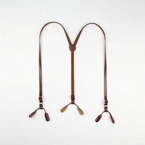 MISKSOLA manual retro genuine leather harness button lifting pants with belt length adjustable for Inn men and women