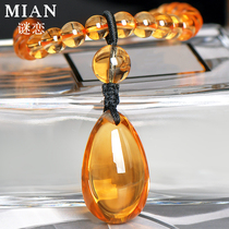 Mystery love natural yellow crystal pendant male and female couples lucky transfer crystal pendant sweater chain birthday gift