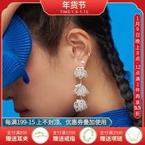 morethanplanet designer handmade black and white beaded little monster asymmetric long earrings female earrings