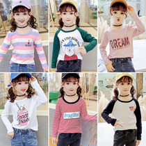 Girls long-sleeved t-shirt female big child base shirt spring and autumn 2021 new cotton childrens top foreign fashion Korean version