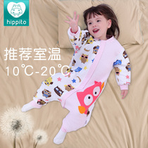 Newborn baby sleeping bag spring and autumn thin cotton split leg pure cotton baby color cotton air cotton childrens kicking quilt