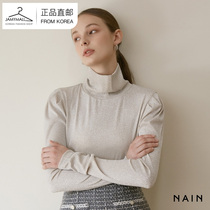 (Light silver spot) Nain high collar slim base shirt with long sleeve T-shirt women new ins tide autumn and winter