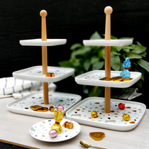 Fruit Tray storage plate afternoon tea dessert shelf three-layer dessert table creative dessert table European small luxury