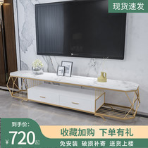 Simple modern marble TV cabinet Tempered glass floor cabinet Small apartment living room combination set storage cabinet complete
