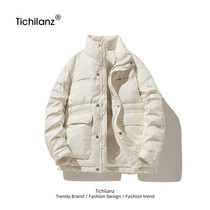 Wearing feather jacket men winter 2022 new teen tide brand warm and loose coat white duck duvet winter