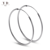 Sterling silver earrings Korean temperament large circle simple drop earrings womens atmosphere exaggerated earrings 925 silver ear buckle ear ring