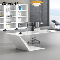   Boss desk Simple modern large desk President desk Manager desk White paint table and chair combination furniture