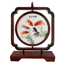 High-quality Suzhou embroidery double-sided embroidery hand-embroidered table screen Gold and Jade Mantang home decoration painting gifts