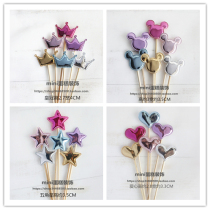 Baking cake decorated PU bright gold caring pentagon crown dessert table birthday party plugin 5 mounted