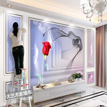 8d three-dimensional black and white TV background wall wallpaper simple modern living room film mural wall cloth space extension