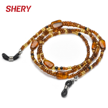 Glasses chain retro handmade Chinese wind glazed beads anti-allergy Grandmother mirror chain sunglasses anti-slip rope chain