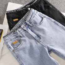 High waist wide leggings pants woman jeans 2022 spring new loose light blue straight cylinder pants small size 90% pants