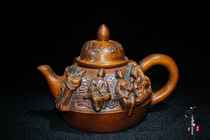 Boutique Yellow Poplar Wood Carved Octafairy Wine Jug Pendulum with a solid wood engraved handlebar piece Living room Decorative Arts collection