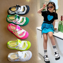 Summer girls sandals 2021 new mesh Hollow childrens casual shoes soft bottom boys sports Baotou sandals