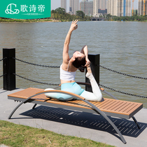 Outdoor Metal Deck Chair Aluminum Alloy Beach Chair Outdoor Swimming Pool Gallery Balcony Terrace Courtyard Casual Plastic Wood Lying Bed