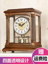 Lisheng clock living room home simple modern atmosphere solid wood creative Chinese retro table clock ornaments CRH1