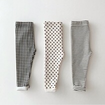 ins 22 South Korean baby striped dot plate in autumn wear baby trousers baby cotton elastic pants