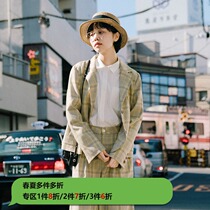 Deer and birds early autumn casual small suit female gray short small plaid jacket 3054
