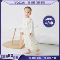 Yazan YAZAN pure cotton cloth infant boy bag foot sleeping robe baby according to buckle anti-kick by sleeping bag 0-8 years old