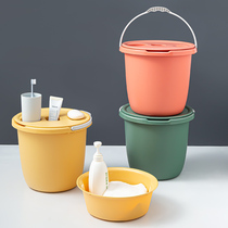 Plastic bucket pot lid sleeve thickened 3 sets of large home student dormitory toilet wash basin