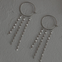 Temperament Bright Sheet Flow Su Earrings Through Body s925 Pure Silver Material Eardrop Brief About 100 Hitch a small ear decoration woman