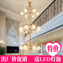 European-style compound building large chandelier Villa living room lamp 8 crystal chandelier beauty salon staircase long chandelier engineering lamp